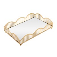 BANDEJA C/ESPELHO WAVE DOURADA 21X14X4 LYOR